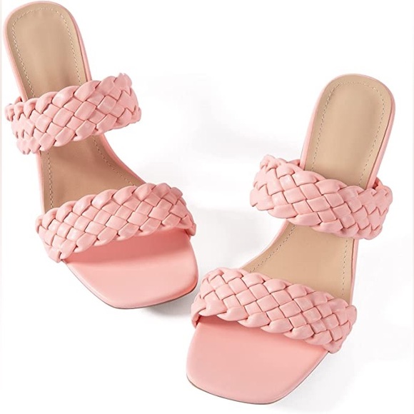 NEW Double Braided Strap Block Heel Sandals - Picture 3 of 11